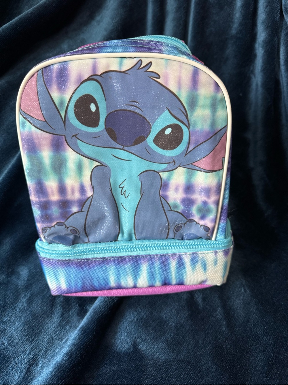 Disney Lilo & Stitch Blue Tie-Dye Kids Lunch Bag soft lunchbox new no tag